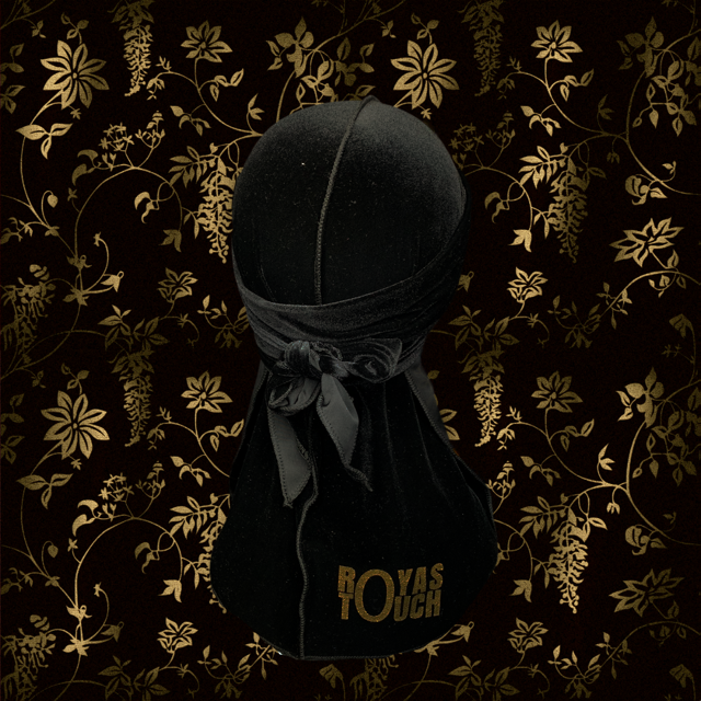 DUtheRAGthing Black & Gold Graphic Velvet Durag - DUtheRAGthing