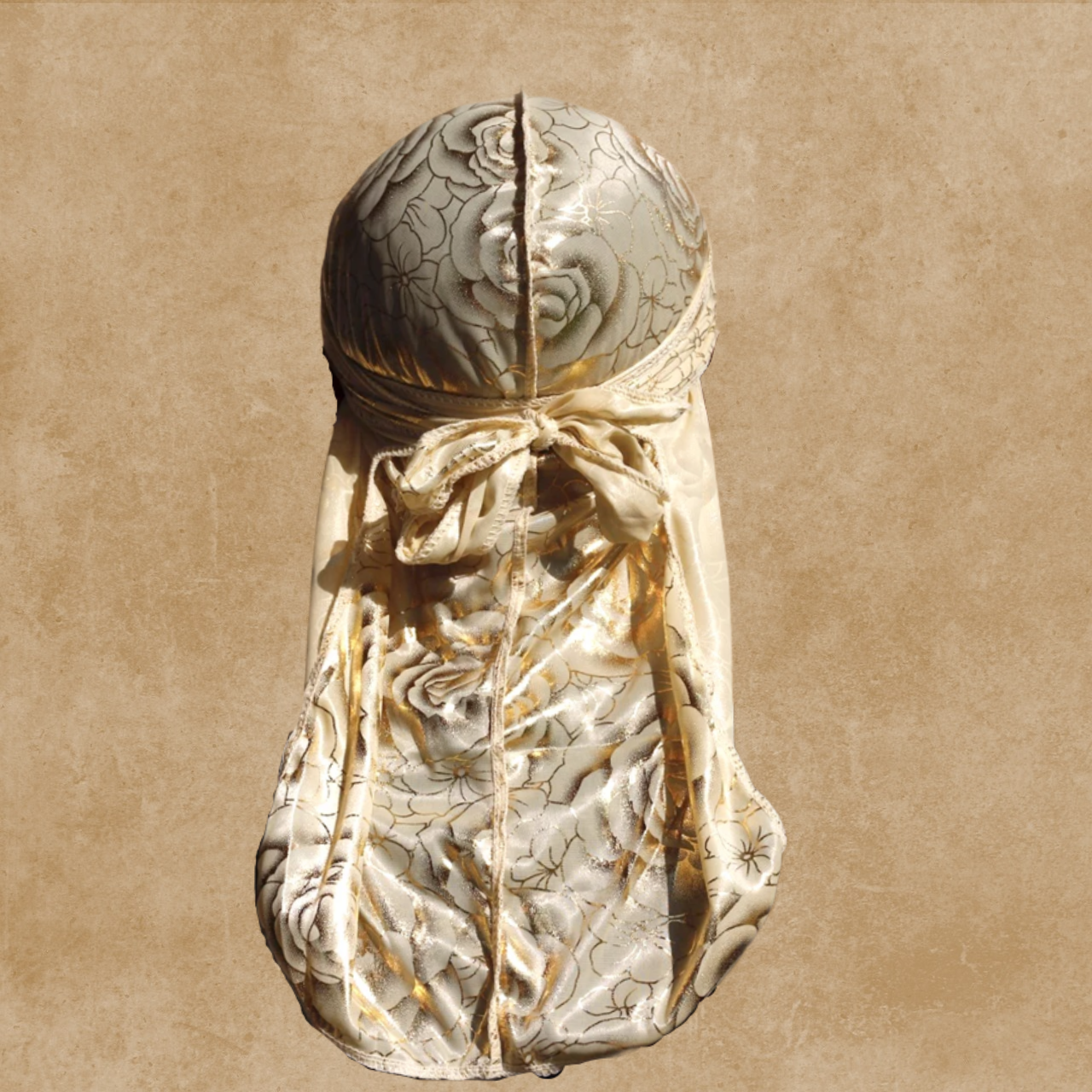 DUtheRAGthing Tan "Rose" Silky Graphic Durag