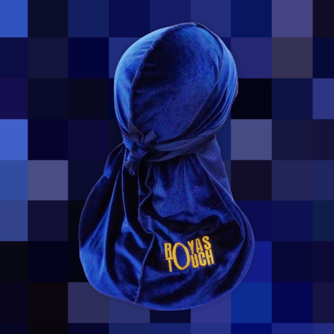 DUtheRAGthing Navy & Gold "Rich" Velvet Durag - DUtheRAGthing