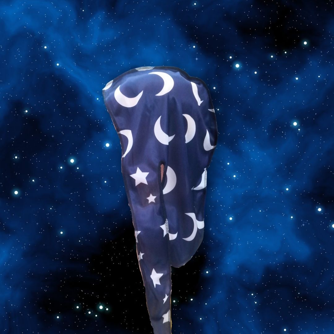 DUtheRAGthing Navy Blue & White "Moonstar" Silky Graphic Durag - DUtheRAGthing