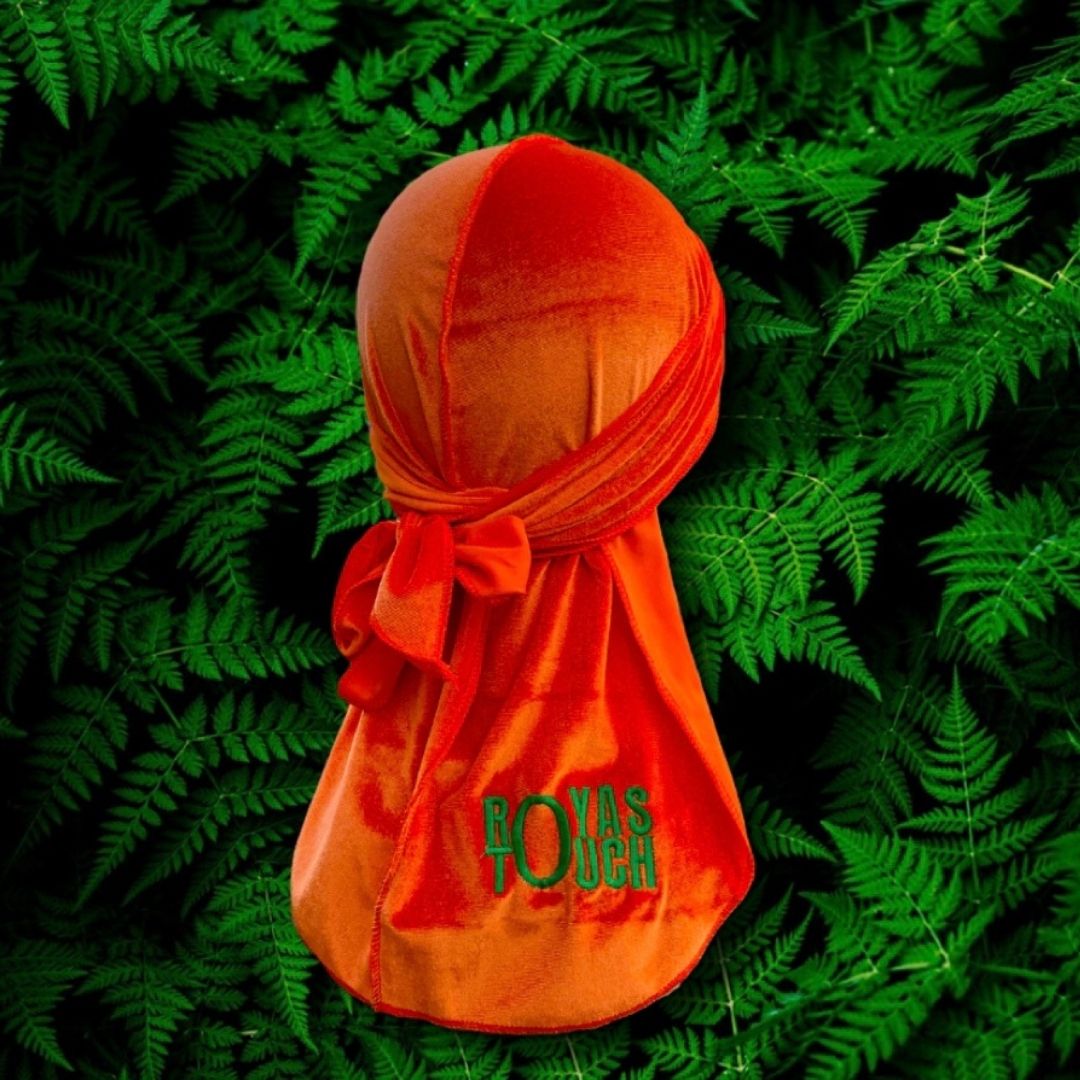 DUtheRAGthing Orange & Green Velvet Durag - DUtheRAGthing