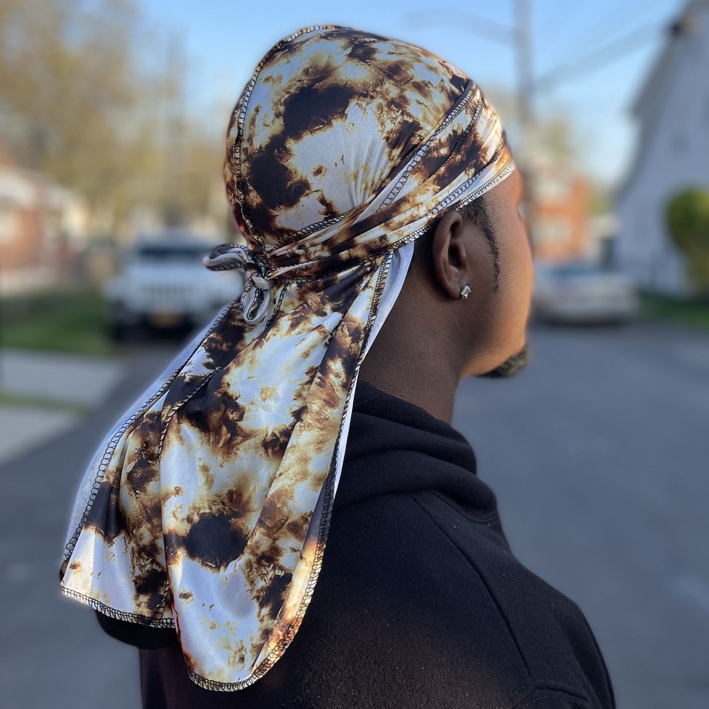 DUtheRAGthing "Washed Out Denim Brown" Graphic Silky Durags