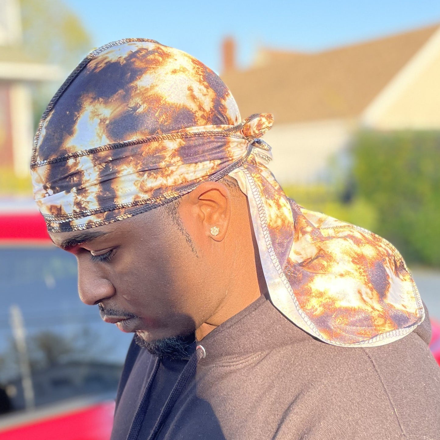 DUtheRAGthing "Washed Out Denim Brown" Graphic Silky Durags