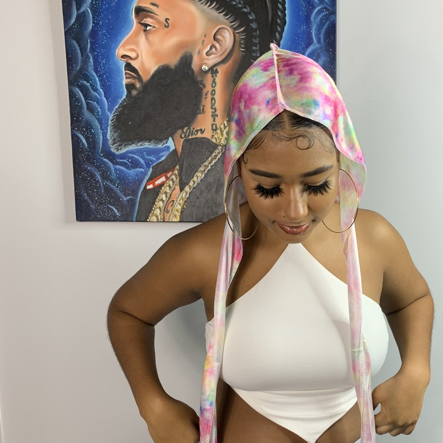 DUtheRAGthing "Pink Tie Dye" Graphic Silky Durags